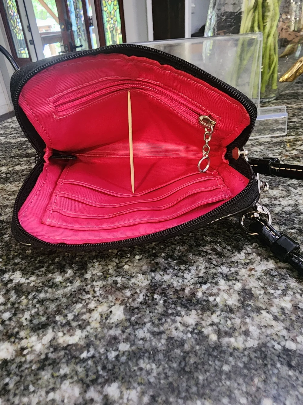 Coach Black and Beige Signature Canvas Wristlet